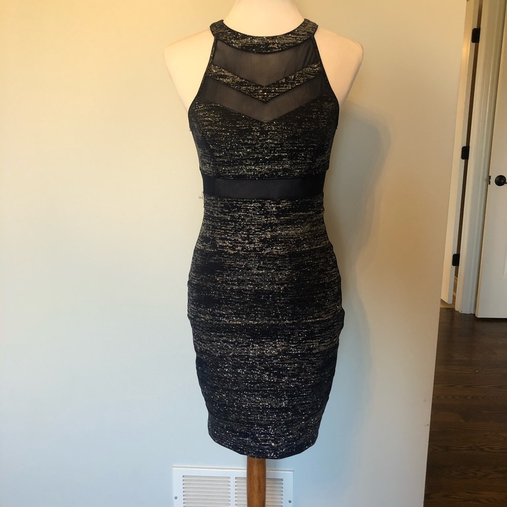 Navy Silver Sparkly Bodycon Dress in Small